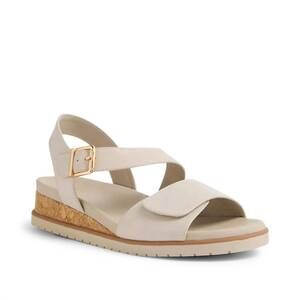 NEW ZIERA women's vamsy leather wedge sandal in almond-almond